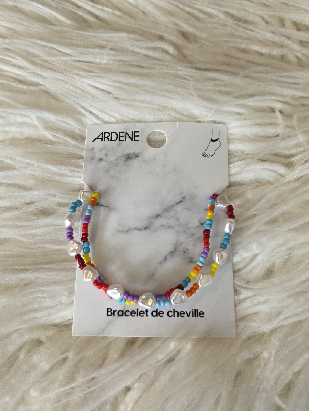 Ardene Multicolor Beaded Anklet - Red, Yellow, Blue, Purple, Orange, White